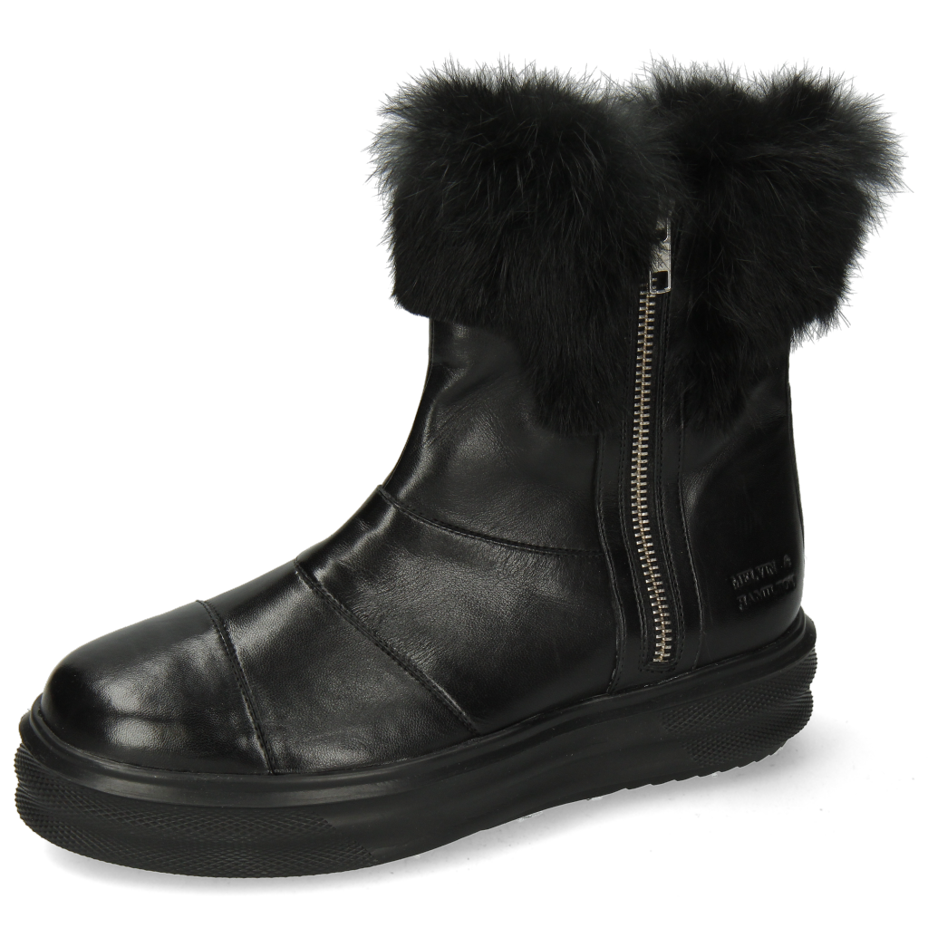 Fay 10 Nappa Glove Black Fur - 35